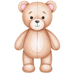 Cute teddy bear illustration with soft colors and friendly