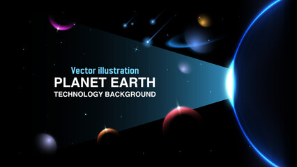 Universe Background Vector Illustration – Space Exploration, Galaxy Planets, Minimalistic Color Design, Cosmic Template for Presentation and Brochure