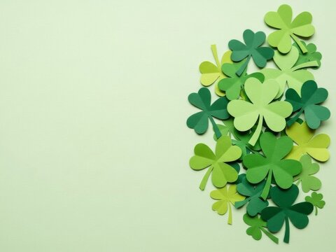 Festive green shamrocks st patricks day background