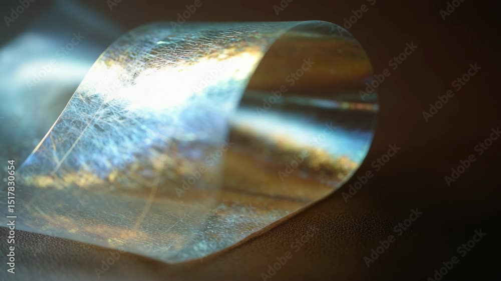 Poster flexible transparent circuitry bends and reflects light, showcasing potential applications in flexib