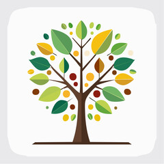 Fototapeta premium The Emblem of Growth: A vibrant illustration showcasing a stylized tree with lush green leaves, embodying life, growth, and nature's beauty, against a soft background.
