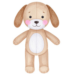 Cute watercolor dog illustration with soft colors