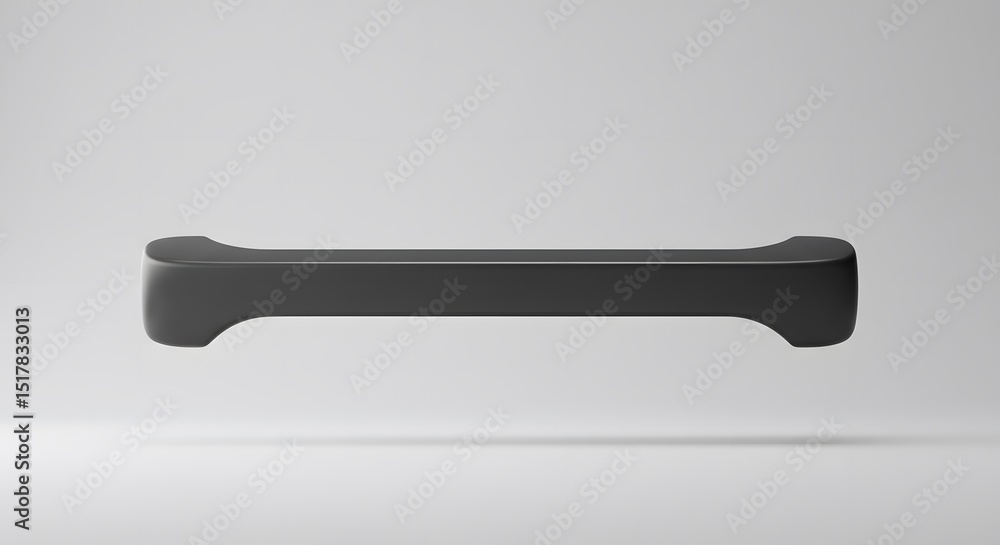 Poster abstract 3d render of a sleek black modern design element floating against a minimalist white backgr