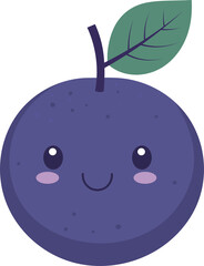 Cartoon Fruit with a leaf, stem, eyes, and smile