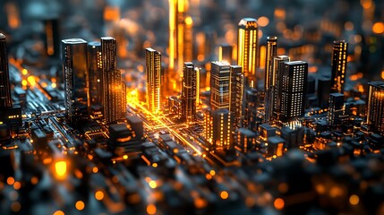 Cybernetic Metropolis: A Futuristic Cityscape Integrated with Circuitry Network