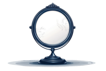 A regal vanity mirror reflects a dream a portal to self discovery with a on transparent background
