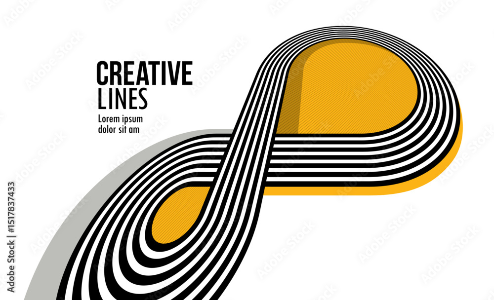 Poster creative lines vector abstract background, 3d perspective linear graphic design composition, stripes