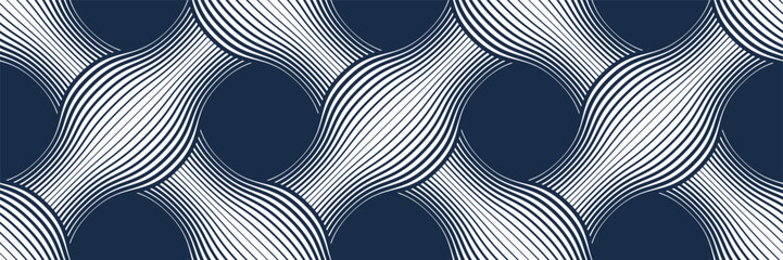 Weaving seamless pattern, traditional wicker lacing handcraft endless abstract background, geometric line weave wallpaper.