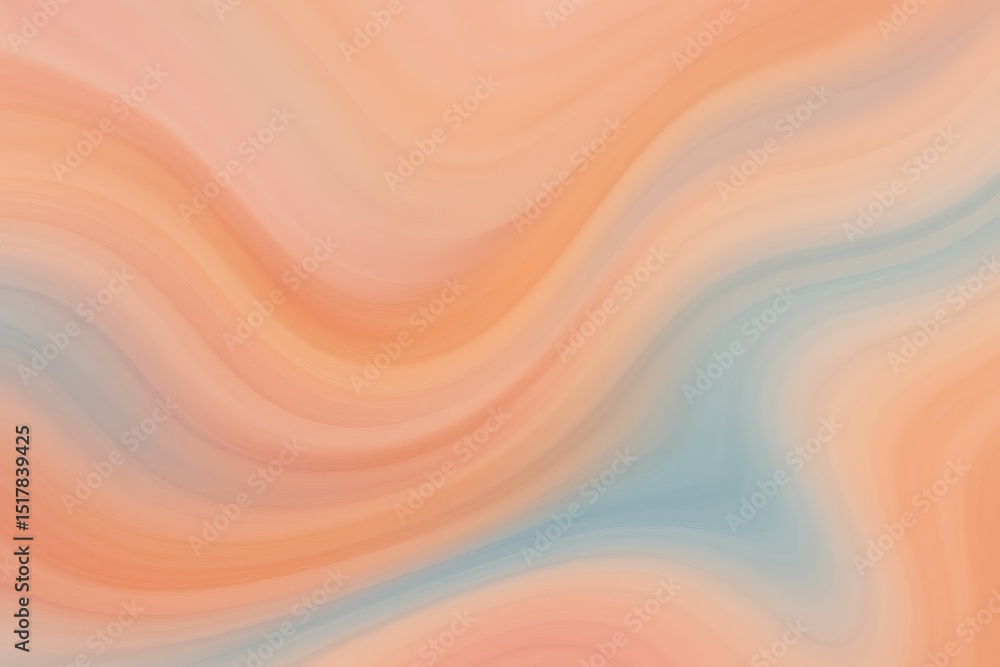 Poster abstract pastel wavy background with smooth flowing gradient curves, soft peach and lavender color t