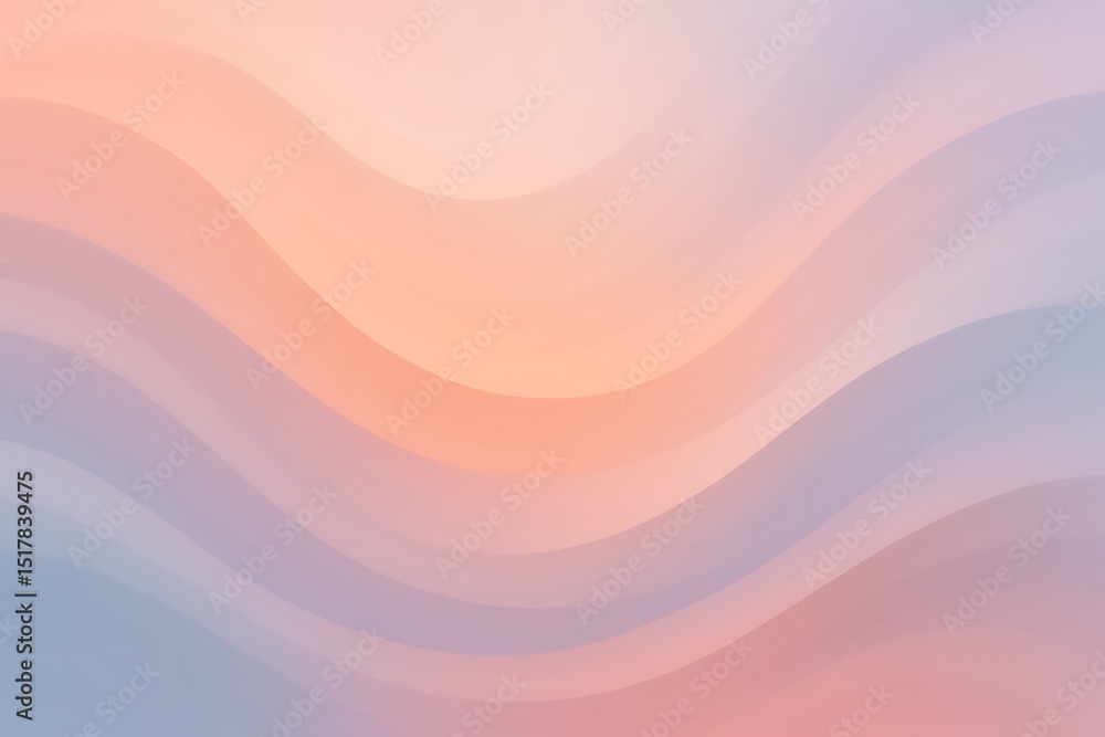 Aufkleber abstract pastel wavy background with smooth flowing gradient curves, soft peach and lavender color t