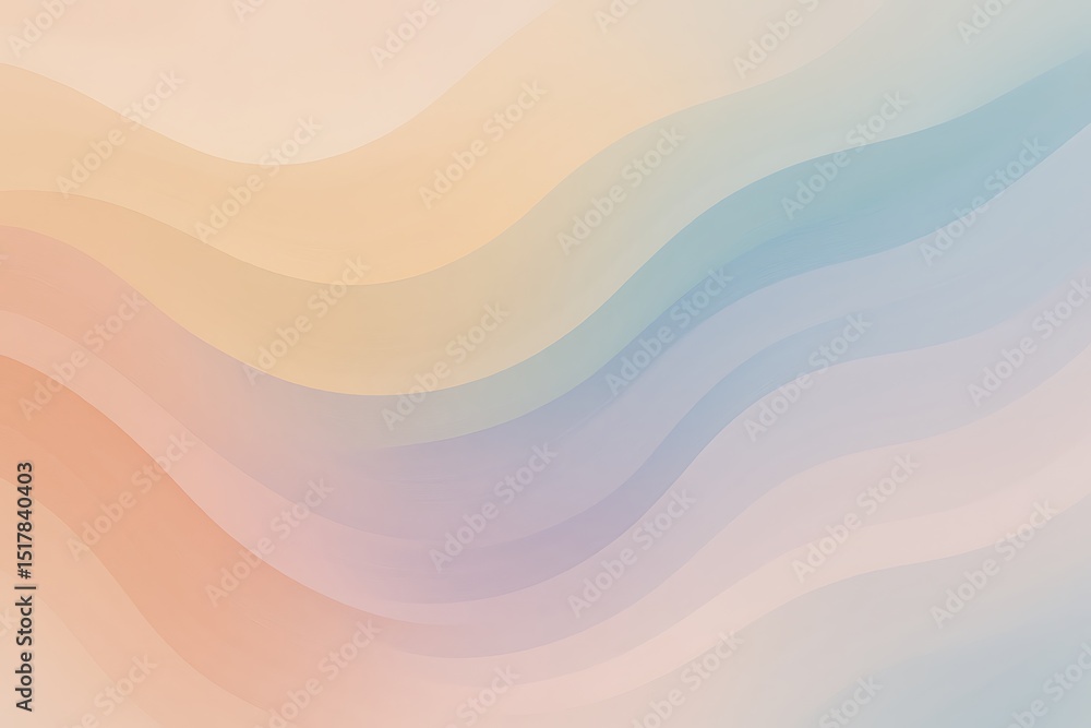 Poster abstract pastel wavy background with smooth flowing gradient curves, soft peach and lavender color t