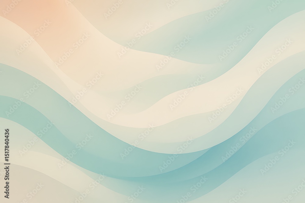 Poster abstract pastel wavy background with smooth flowing gradient curves, soft peach and lavender color t