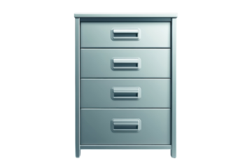 Sleek metallic filing cabinet a symbol of organized efficiency and on transparent background