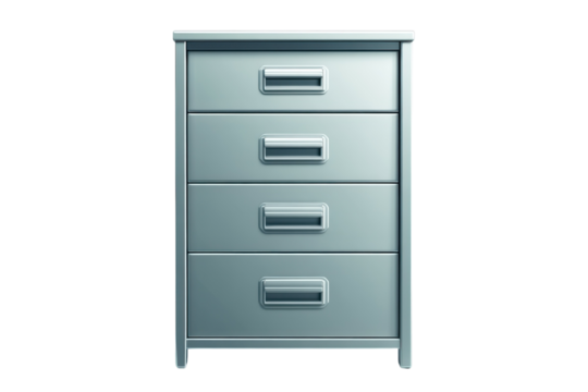 Sleek metallic filing cabinet a symbol of organized efficiency and on transparent background - Powered by Adobe