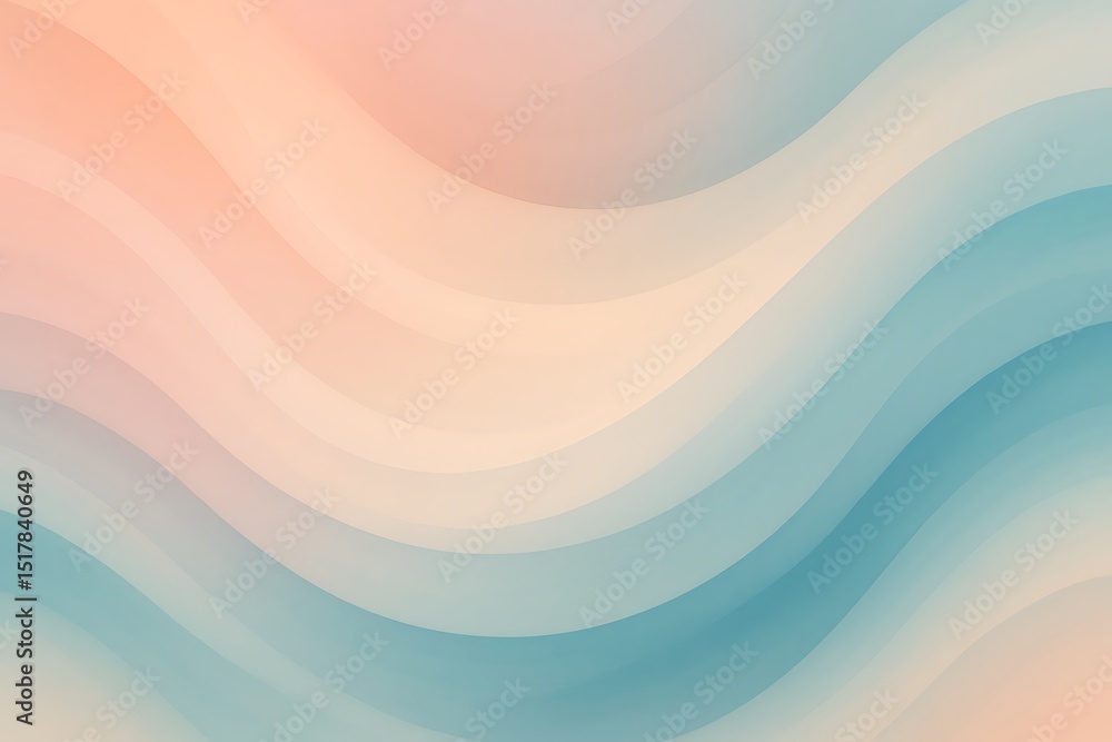 Poster abstract pastel wavy background with smooth flowing gradient curves, soft peach and lavender color t