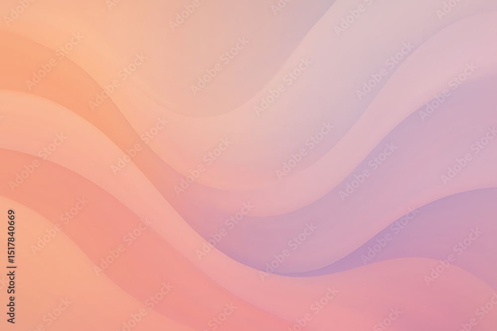 Poster abstract pastel wavy background with smooth flowing gradient curves, soft peach and lavender color t