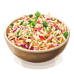 Coleslaw cabbage salad in a bowl isolated on a white background