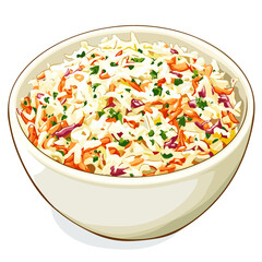 Coleslaw cabbage salad in a bowl isolated on a white background
