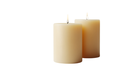 Two lit pillar candles