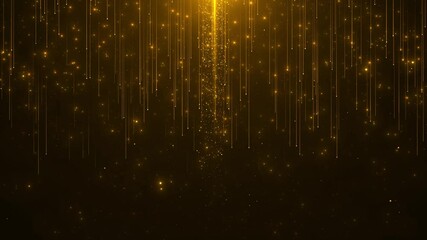 Abstract glittering shiny gold particles falling golden stars. tail particle falling down for new year, Christmas festival, award, celebration glamorous awards ceremony motion background animation - Powered by Adobe