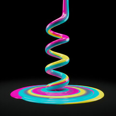 Colorful Spiral Liquid Flowing Artistically On a Black Background