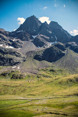 Mountain landscape with blue sky