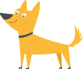 Cartoon dog standing and smiling with collar