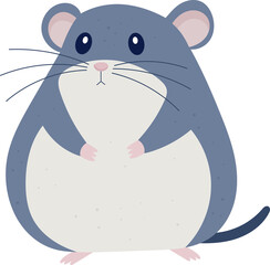Cartoon gray mouse with a white belly.
