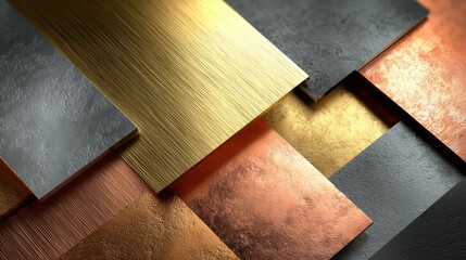 Abstract Overlapping Metal Plates with Different Textures and Colors