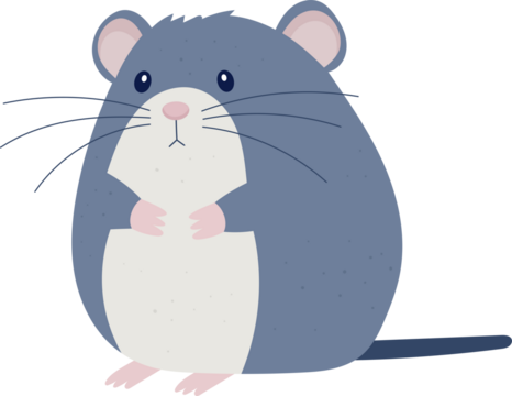 Cartoon-style illustration of a gray mouse character