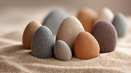 Earth tone textured forms on desert sand