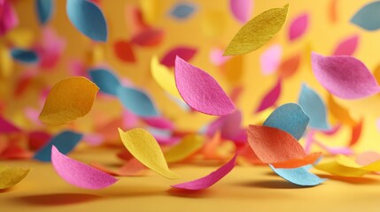 Falling Colorful Paper Shapes Background
