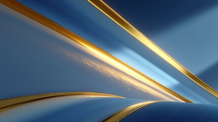 Elegant Abstract Background with Blue and Gold Curves