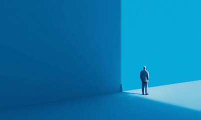 Contemplative Moment in Blue Space