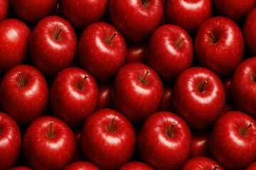 Top View of Shiny Red Apples Packed Together