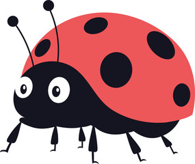 Cartoon ladybug with spots and antennae