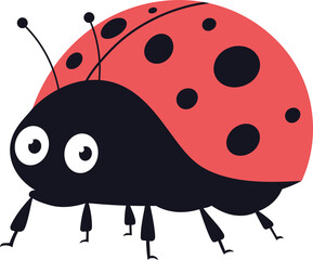 Cartoon style ladybug illustration on black background.