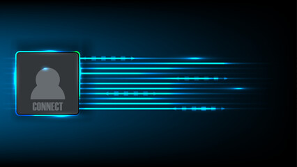 Digital User Connection Abstract Profile Icon with Data Streaming