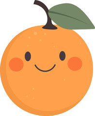 Cute kawaii orange fruit clipart design illustration