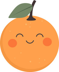 Cute kawaii orange fruit clipart design illustration