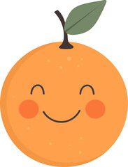 Cute kawaii orange fruit clipart design illustration