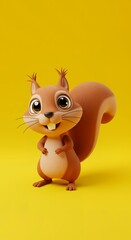 Obraz premium Adorable Cartoon Squirrel 3D Rendered Illustration of a Happy, Friendly Rodent