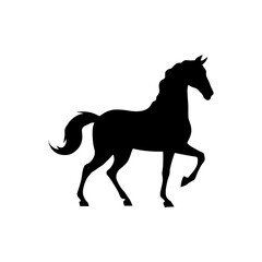Elegant Horse Silhouette Vector – Black Stallion Walking Pose for Logo, Design, and Decoration