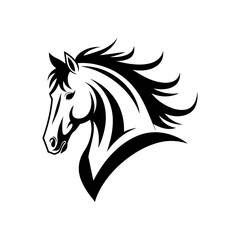 Stylized Black Horse Head Logo – Vector Silhouette Illustration for Mascot, Tattoo, or Branding