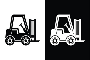 Black Forklift Silhouette Logo. Vector Icon for Containers, Warehouses & More