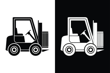 Industrial Forklift Icon Vector. Silhouette Style for Logistics & Warehousing