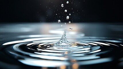 Water Droplet Impact on Dark Surface: Abstract Ripple Pattern