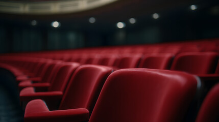 Cinematic view of vintage theater seats under dim lighting
