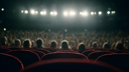 Cinematic view of vintage theater seats under dim lighting
