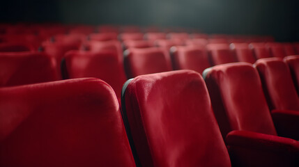 Cinematic view of vintage theater seats under dim lighting
